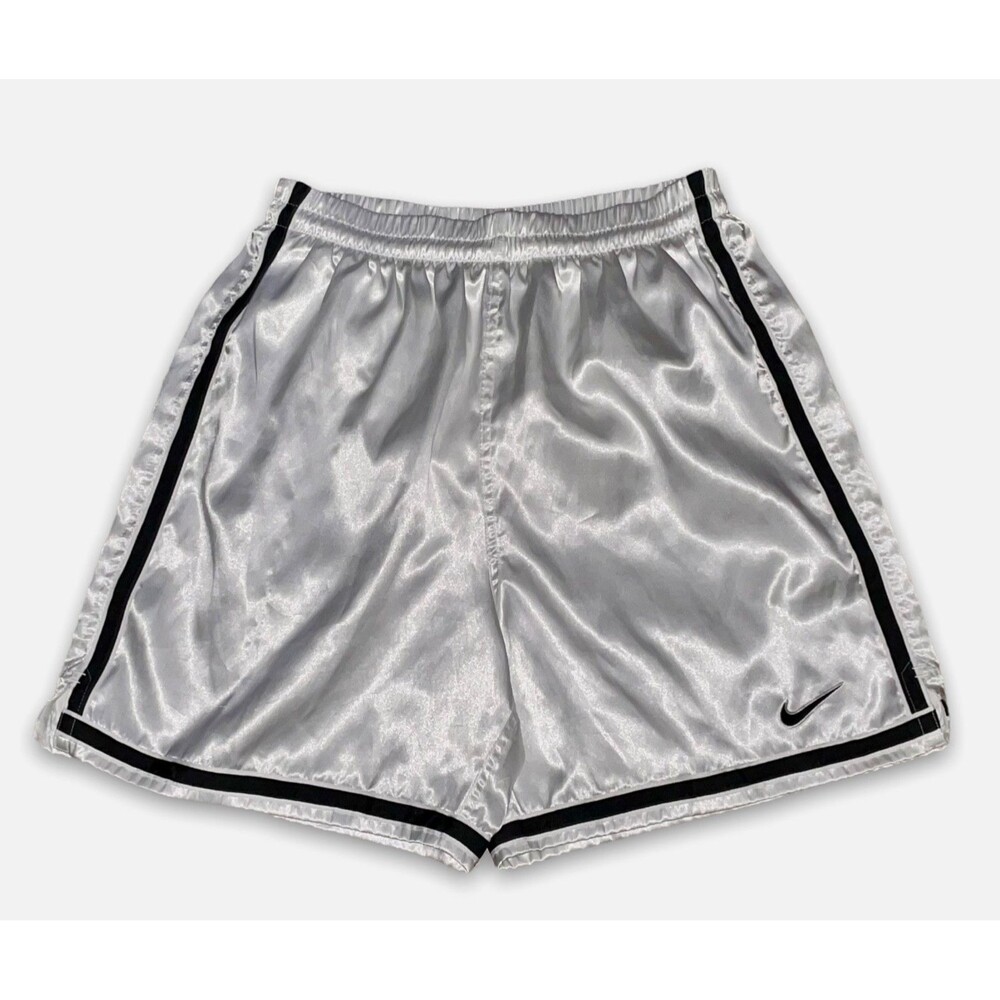 Vintage Nike America Soccer Shorts White Satin Shiny Nylon 90s Medium M - Picture 5 of 12